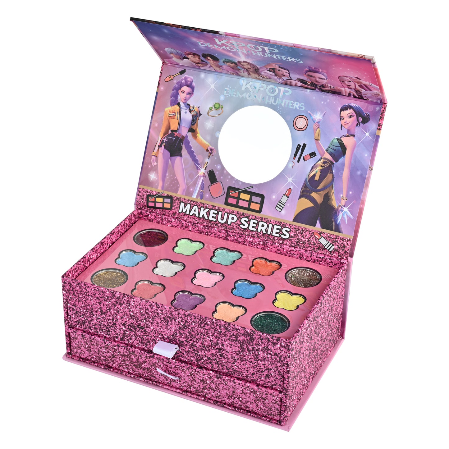 K-POP Demon Hunters Kids Makeup Set with Mirror & Storage Drawers