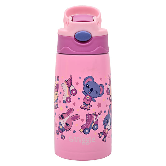 Smiggle Junior Stainless Steel Flip Drink Bottle 400ml – PINK BEAR