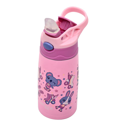 Smiggle Junior Stainless Steel Flip Drink Bottle 400ml – PINK BEAR