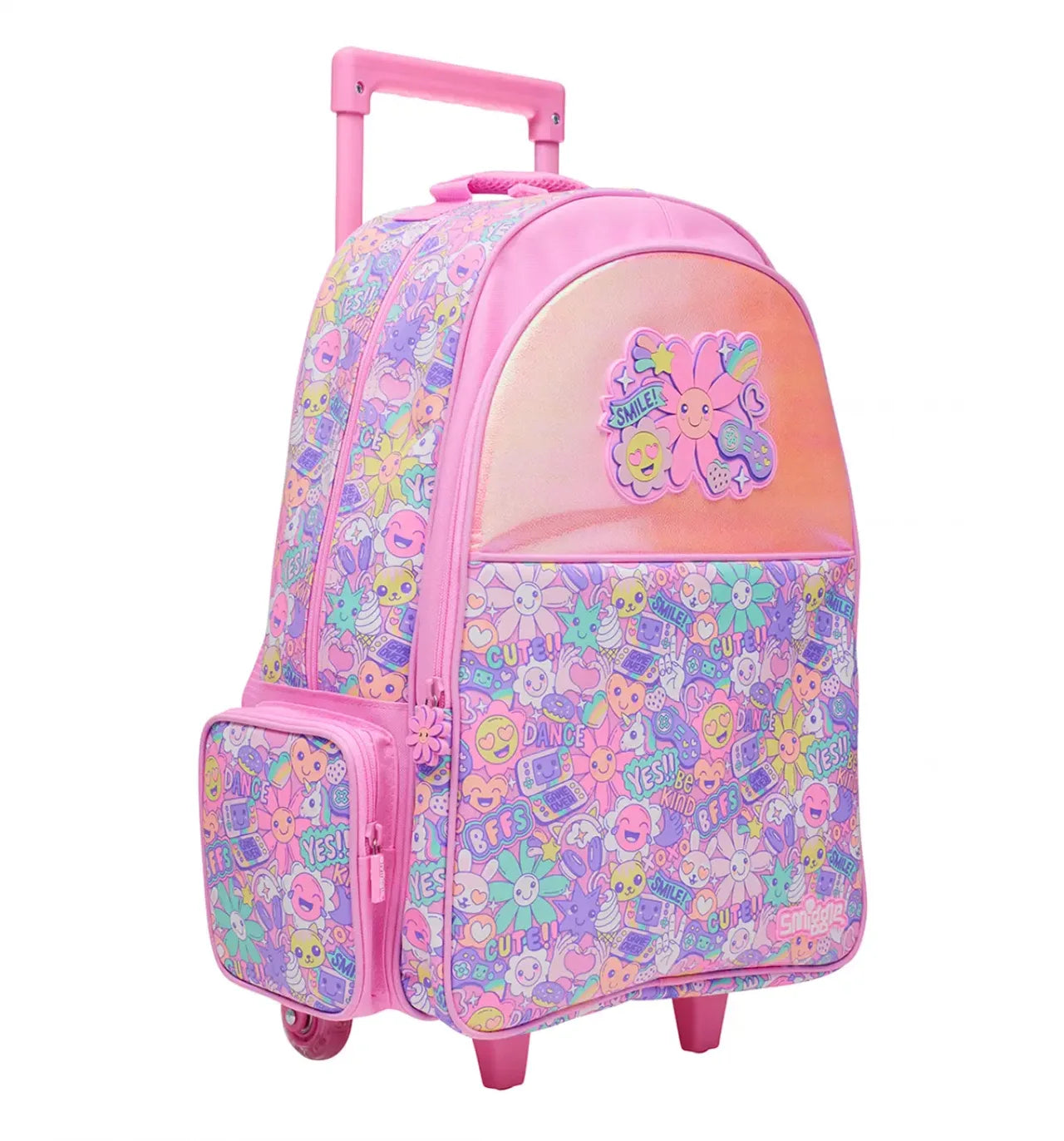 Smiggle Kids Trolley School Bag with Wheels - FLOWER