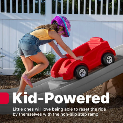 Step2 Extreme Thrill Coaster for Kids, 14-Foot Backyard Roller Coaster Ride-On Toy with Car and Elevated Track for Outdoor Fun – Dashing Red