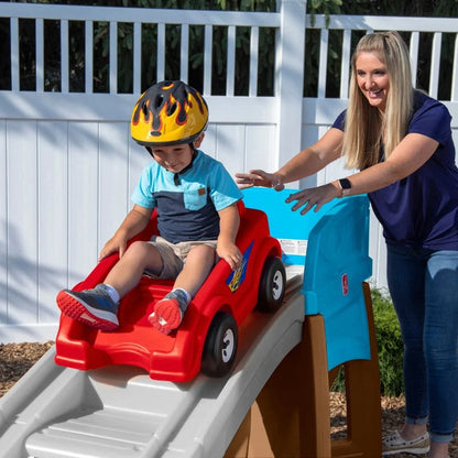 Step2 Extreme Thrill Coaster for Kids, 14-Foot Backyard Roller Coaster Ride-On Toy with Car and Elevated Track for Outdoor Fun – Dashing Red