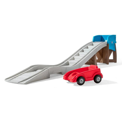 Step2 Extreme Thrill Coaster for Kids, 14-Foot Backyard Roller Coaster Ride-On Toy with Car and Elevated Track for Outdoor Fun – Dashing Red