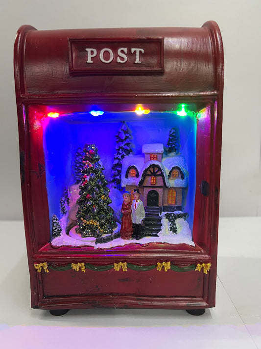 CHRISTMAS SAMLL LAMP POST WITH ROTAING TREE