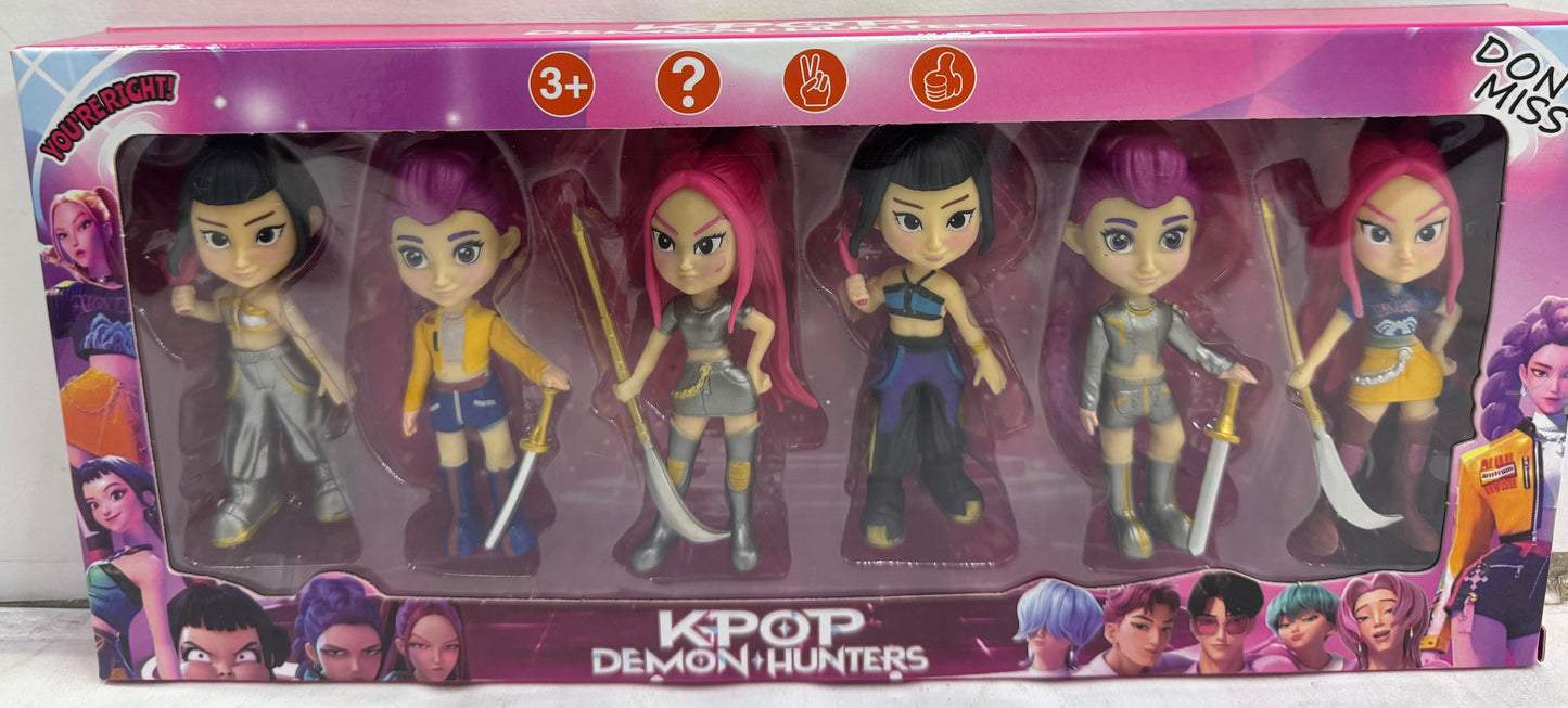 K-Pop Demon Hunters Anime-Style 6-Figure Set – Fantasy Warrior Characters Collectible Pack