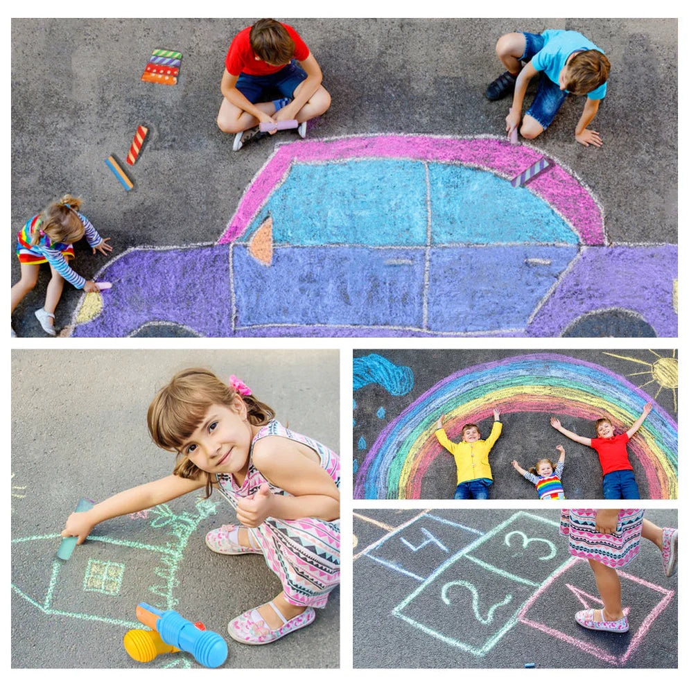 Jar Melo Jumbo Sidewalk Chalk - 24 Colors Kit with 2 Holder