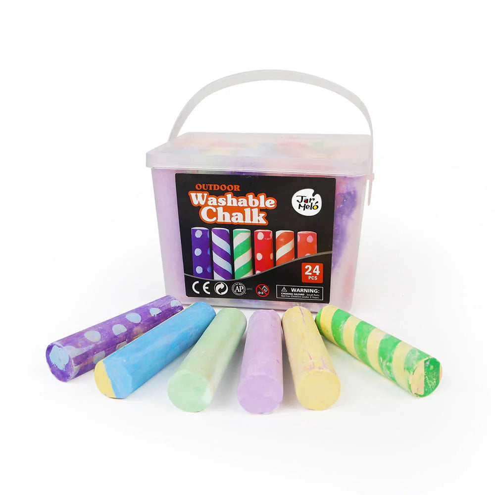 Jar Melo Jumbo Sidewalk Chalk - 24 Colors Kit with 2 Holder