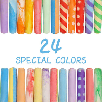 Jar Melo Jumbo Sidewalk Chalk - 24 Colors Kit with 2 Holder