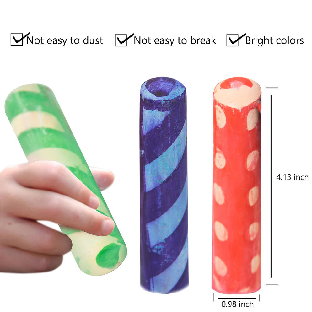 Jar Melo Jumbo Sidewalk Chalk - 24 Colors Kit with 2 Holder