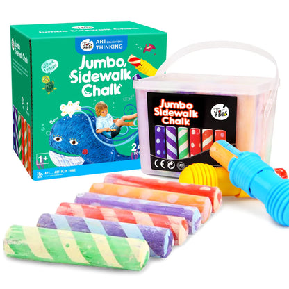 Jar Melo Jumbo Sidewalk Chalk - 24 Colors Kit with 2 Holder