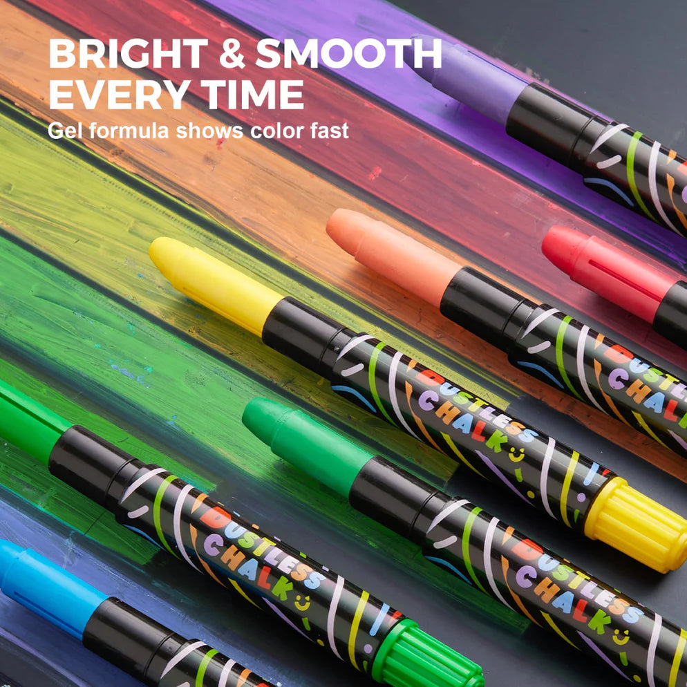 Jarmelo Smooth Time Dustless Chalk - 12 Colors