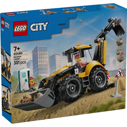 LEGO City 60480 Yellow Backhoe Loader – 301 Pieces Construction Vehicle Set