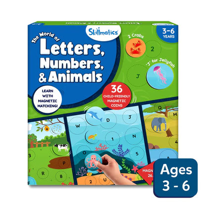 SKILLMATICS Letters, Numbers & Animals | Magnetic Matching Activity (ages 3-6)