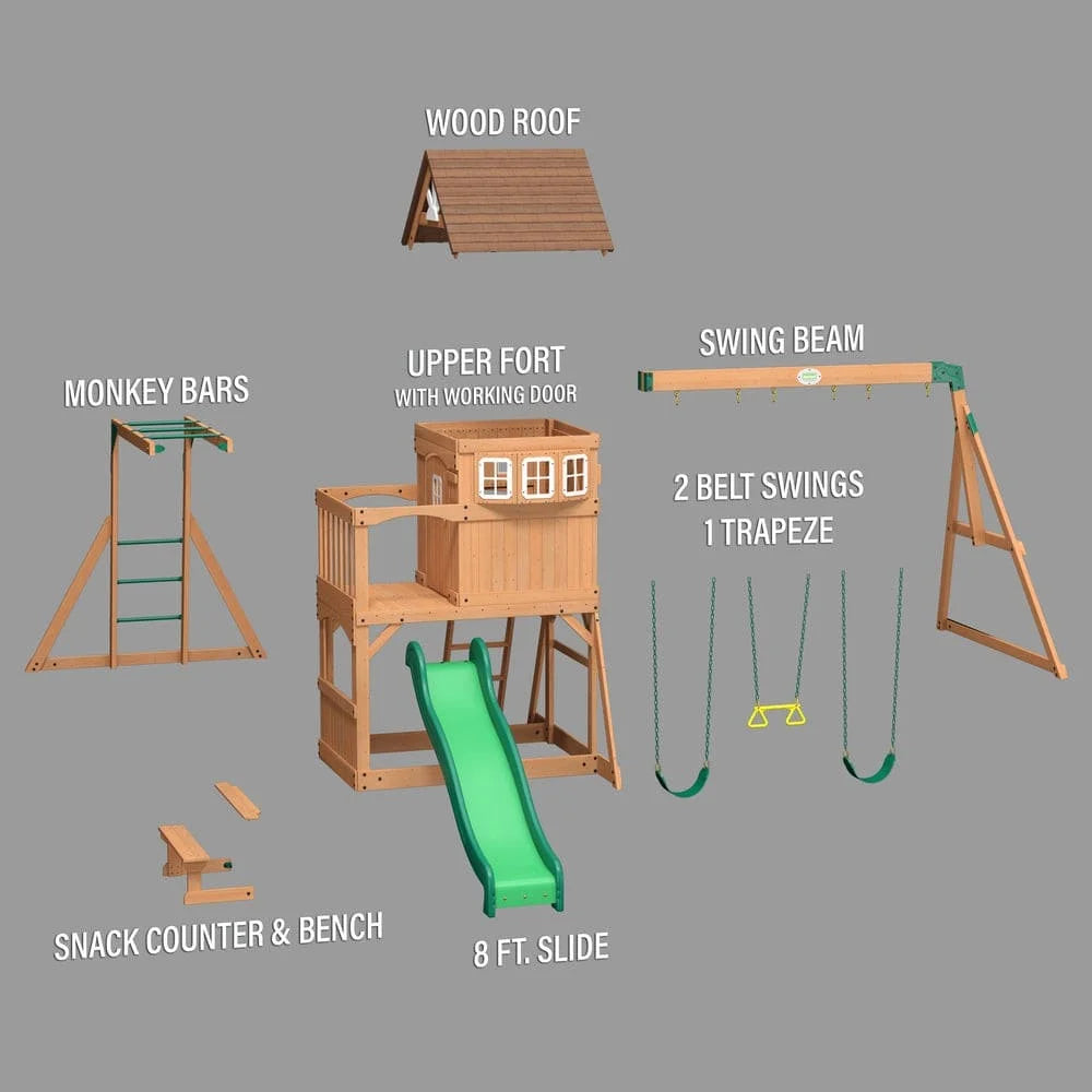 BYD Montpelier Swing Set, Outdoor Swing Set for Kids, Outdoor Playset for Toddler