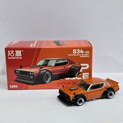 POP RACE S34-01 SKYLINE GT-R V8 DRIFT (KENMERI) 1:64 SCALE DIECAST MODEL