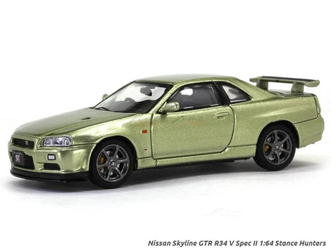 Motorhelix Nissan GT-R R34 Nismo CRS Gunmetal Grey 1:64 Diecast Model Car