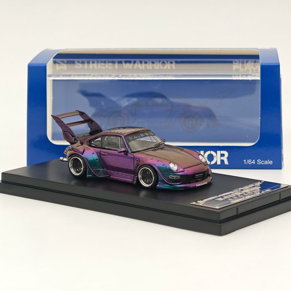 1:64Street Warrior Porsche RWB 993 Racing Sports Classic Model High Spoiler Diecast Car