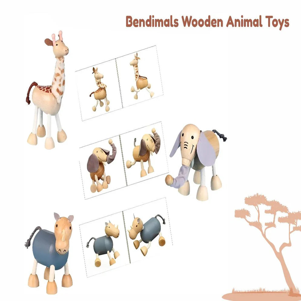 Open Ended Bendimals - Flexible Wooden Animals (Each Sold Separately)