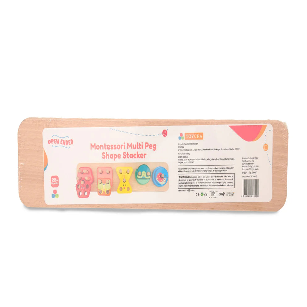 Open Ended Montessori Multi Peg Shape Stacker