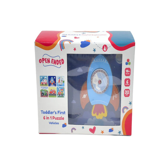 Open Ended Toddler's First 6 In 1 Puzzle -Vehicle