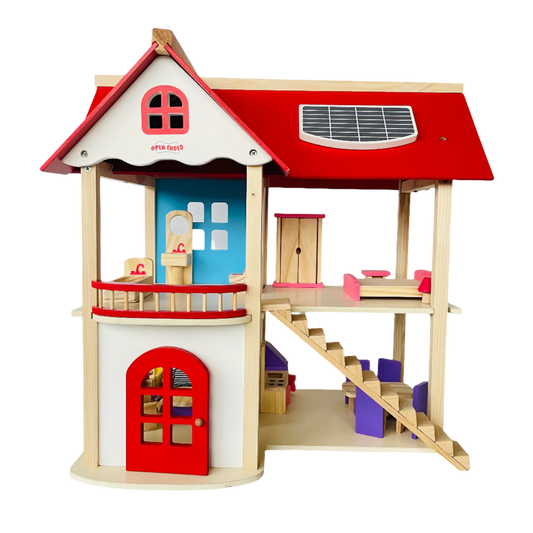 Open Ended Wooden Dollhouse - Redwood Cottage