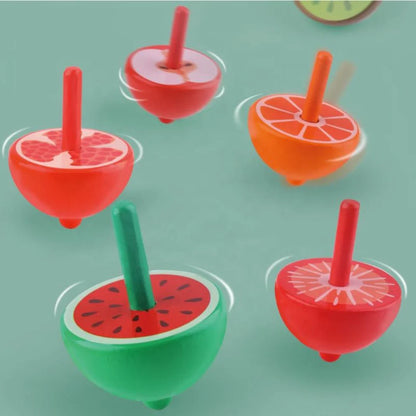 Open Ended Wooden Fruit Themed Tops