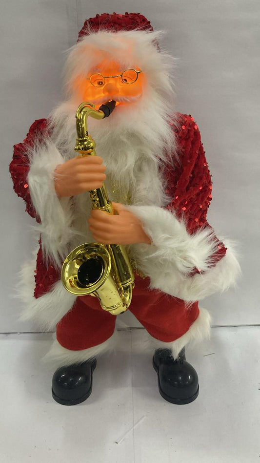 Premium Musical Santa With Motion & Light-Up Face – Saxophone Edition , 2 feet
