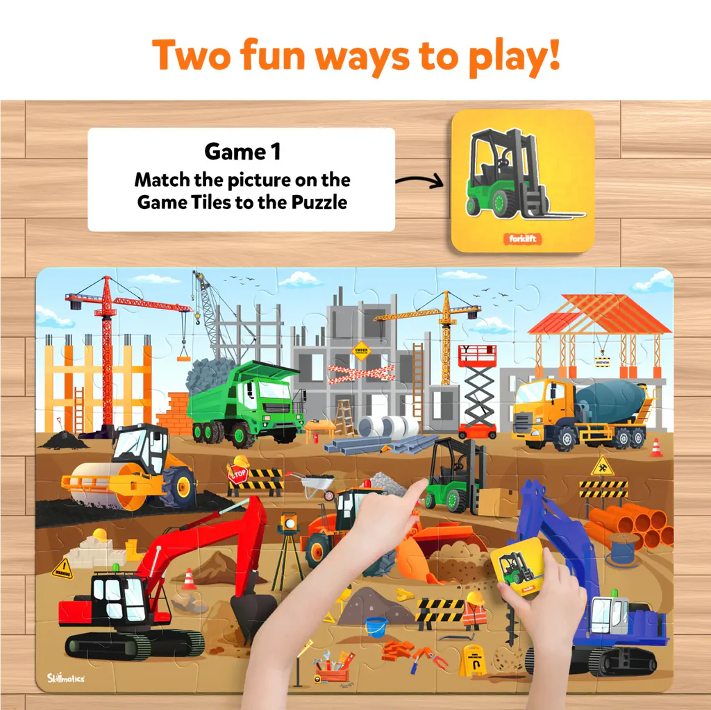 SKILLMATICS Piece & Play: Construction Site | Floor Puzzle & Game (ages 3-7)