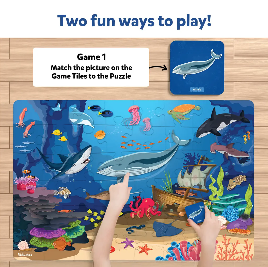 SKILLMATICS Piece & Play: Underwater Animals | Floor Puzzle & Game (ages 3-7)