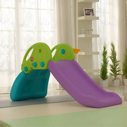 YAYA Purple Climbing Slide – Foldable Indoor Slide with Double Safety Belt, Non-Slip Pads and Basketball Hoop for Kids