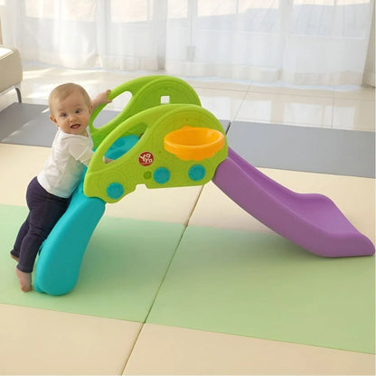 YAYA Purple Climbing Slide – Foldable Indoor Slide with Double Safety Belt, Non-Slip Pads and Basketball Hoop for Kids