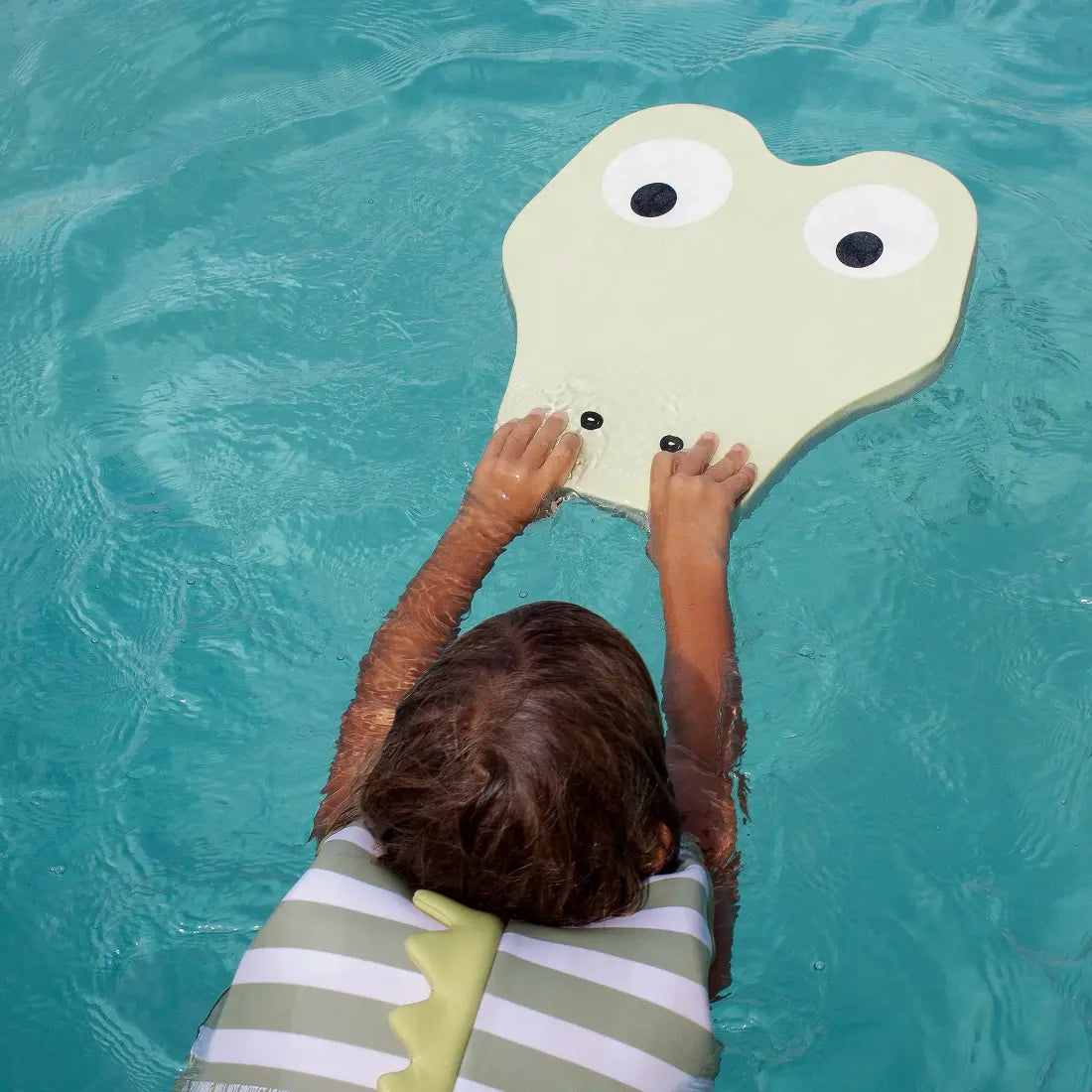 Kids Kickboard - Cookie the Croc Light Khaki