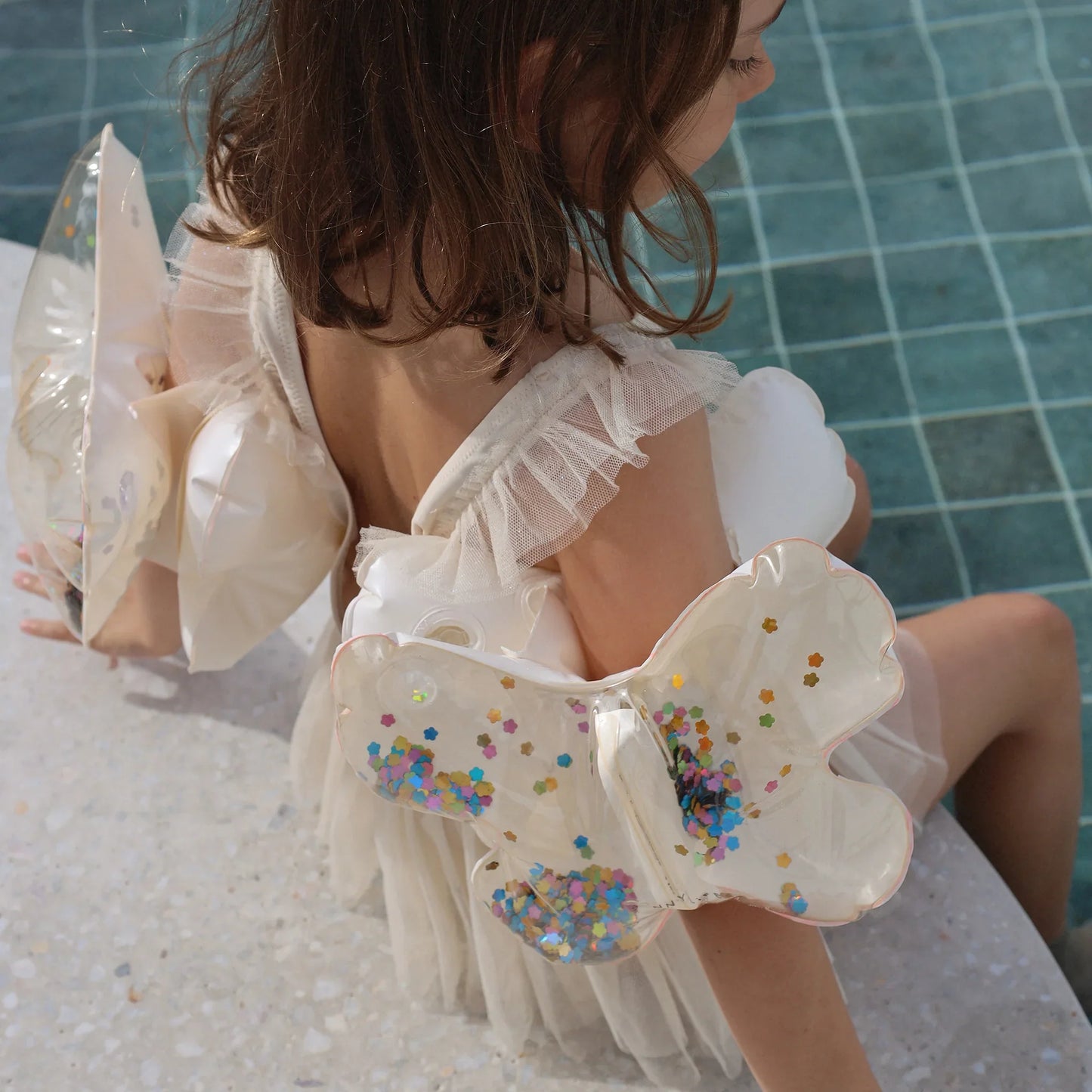 Arm Bands Inflatable Cotton Candy Glitter
