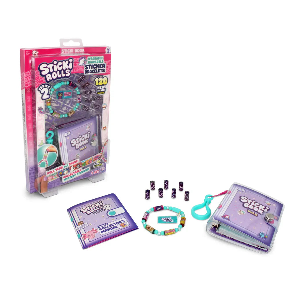 STICKI Rolls Sticki Bands – The Original Wearable & Shareable Sticker Bracelet with 120 Mini Stickers, 2 Mystery Reveal Sticki Rolls, DIY Art & Craft Activity,