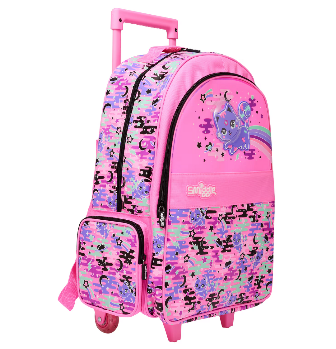 SMIGGLE Trolley Backpack With Light Up Wheels PINK