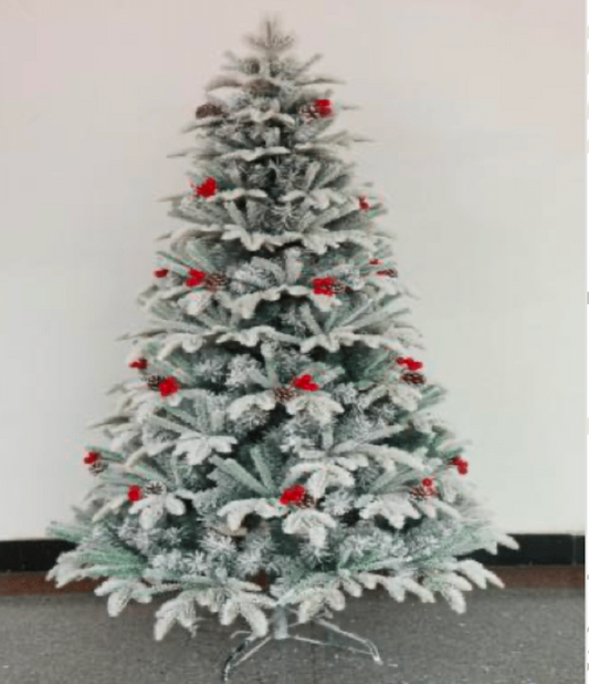White spruce densely frosted Christmas tree