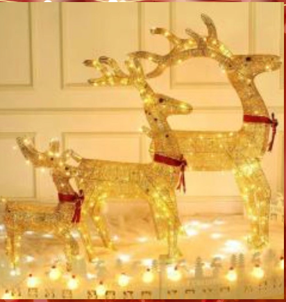Golden Rain dear with lights