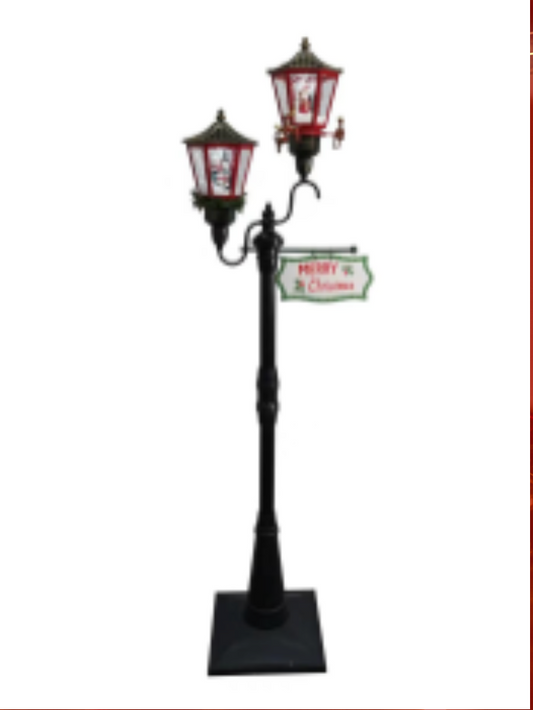 Christmas Double Lamp post with snow effect (6.5 feet)