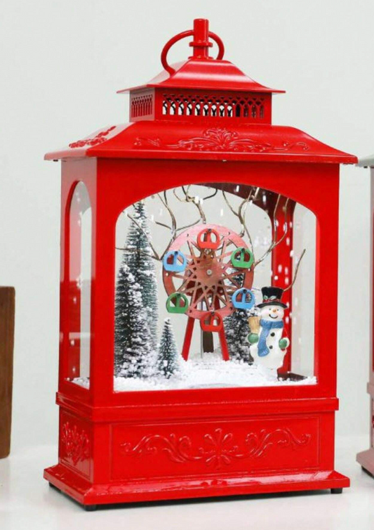 Small Christmas table top lamp with snow effect