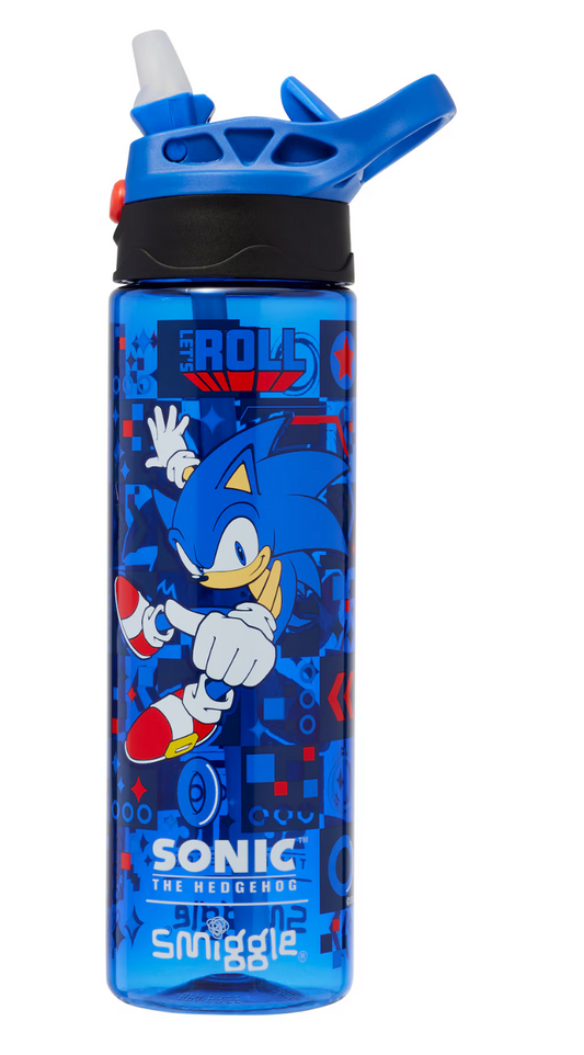 Smiggle Sonic The Hedgehog Plastic Flip Drink Bottle 650Ml