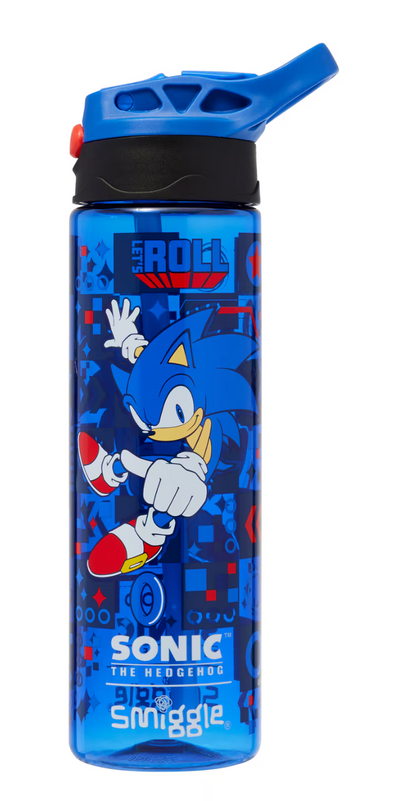 Smiggle Sonic The Hedgehog Plastic Flip Drink Bottle 650Ml