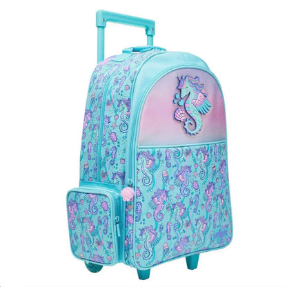 Smiggle Kids Trolley School Bag with Wheels - SEA HORSE