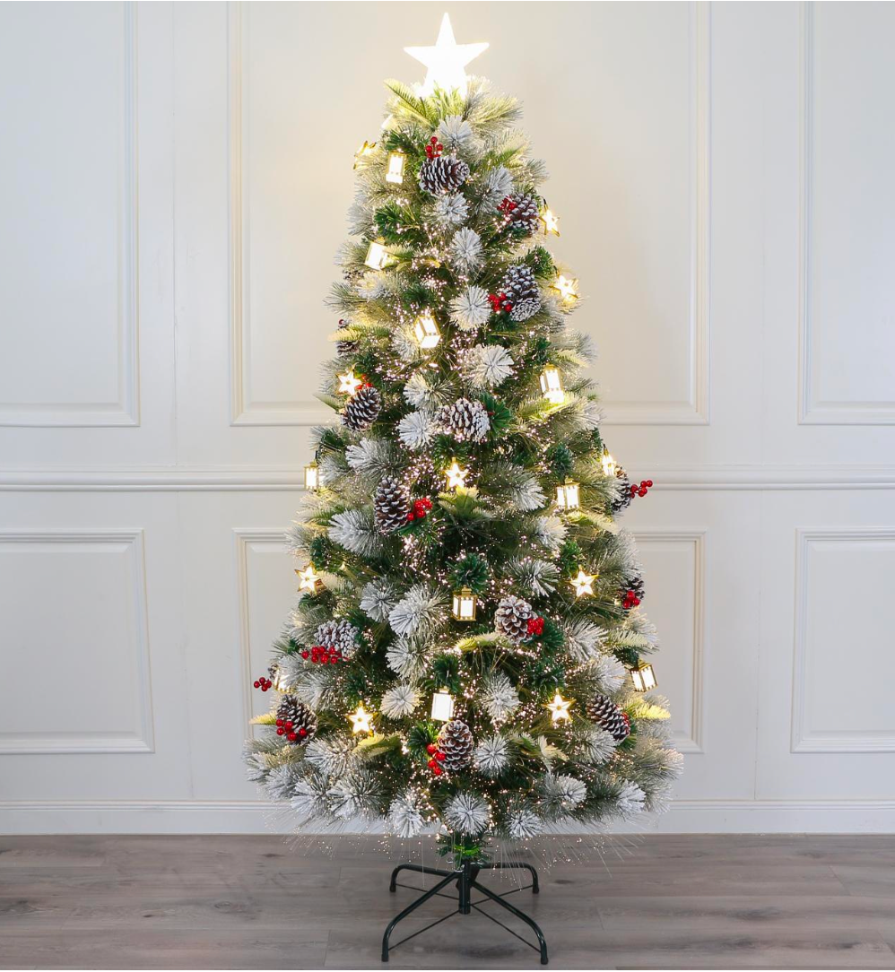 Frosted Fraser Fir Fibre Optic Christmas Tree – Luxury LED Collection - 6 FEET