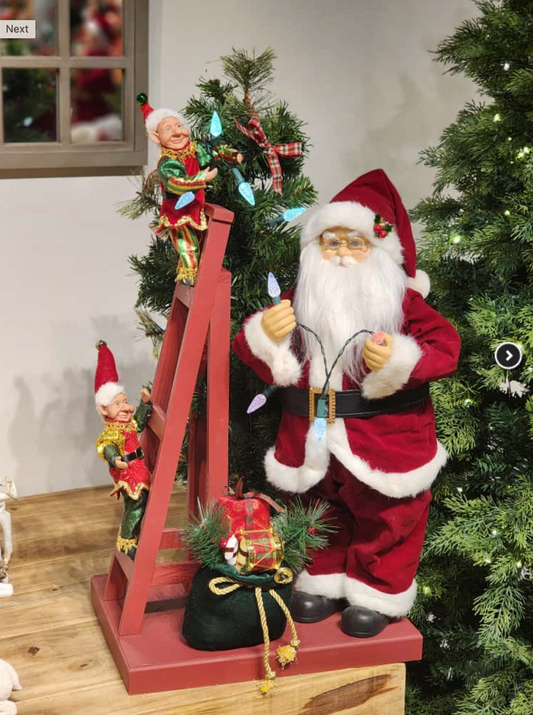 Premium Musical Santa Figurine Featuring Realistic Hand Movement, Festive LED Lights & Holiday Animation