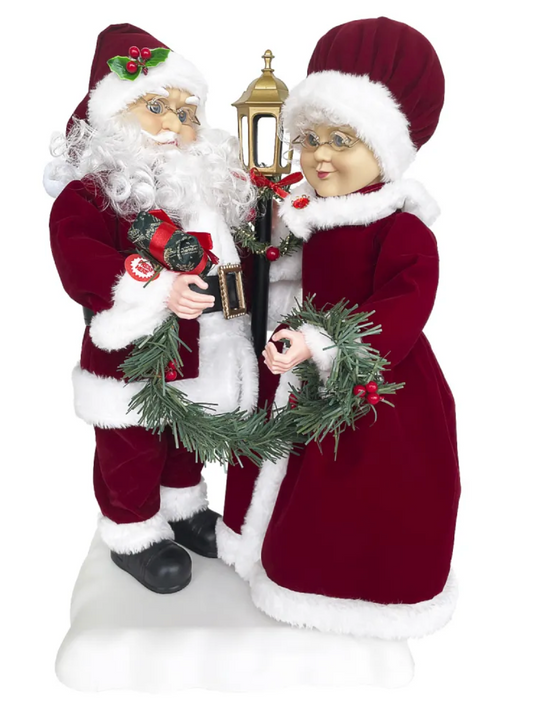 Grand Musical Santa and Mrs. Claus Christmas Duo – Premium Holiday Display Piece