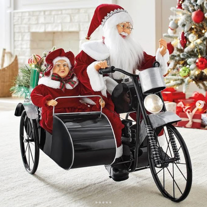 Luxury Musical Santa Riding Motorcycle With Mrs. Claus – Musical, Hand Movement & LED Christmas Decoration (BIG SIZE)