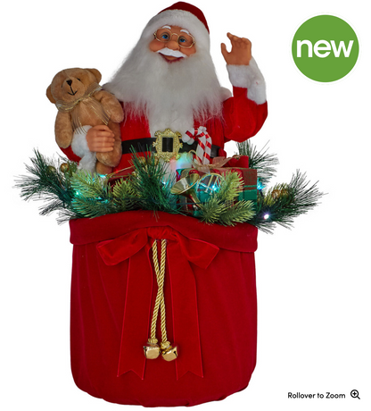 Musical Present Santa With Motion , Music and Light - 65 cm