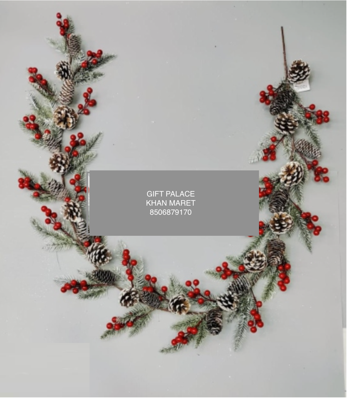 Luxury Frosted Pinecone & Cherry Christmas Garland for Elegant Festive Décor - 6 FEET