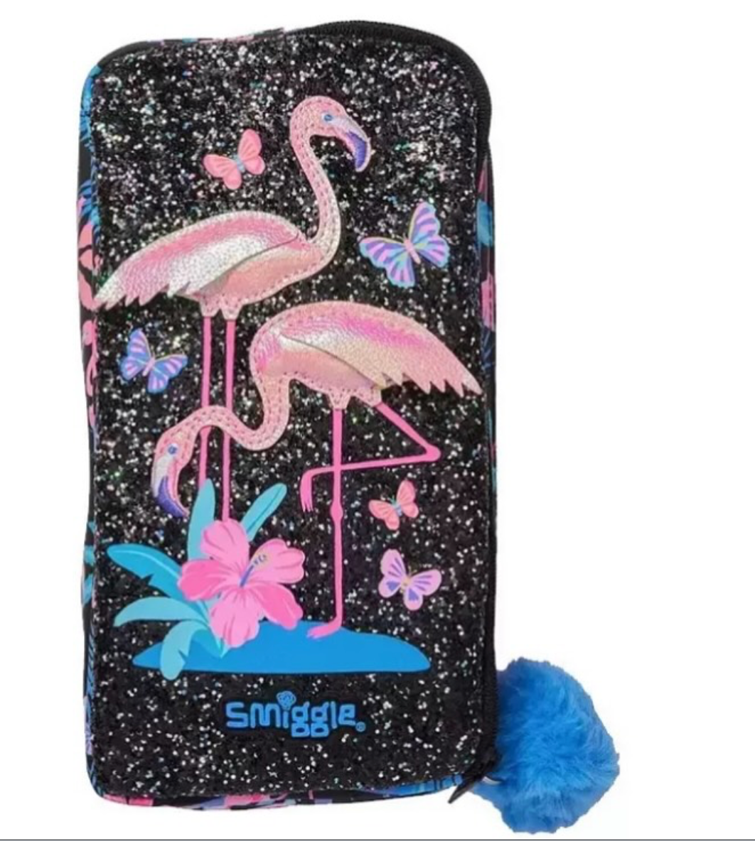 Smiggle Kids Pencil Pouch - BLACK FLAMINGO