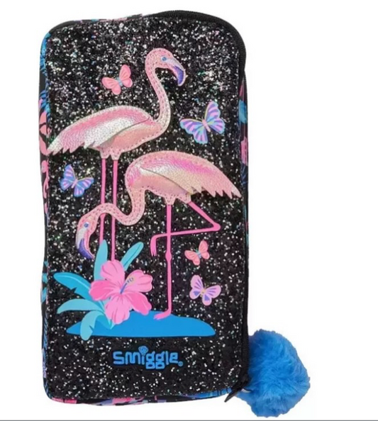 Smiggle Kids Pencil Pouch - BLACK FLAMINGO